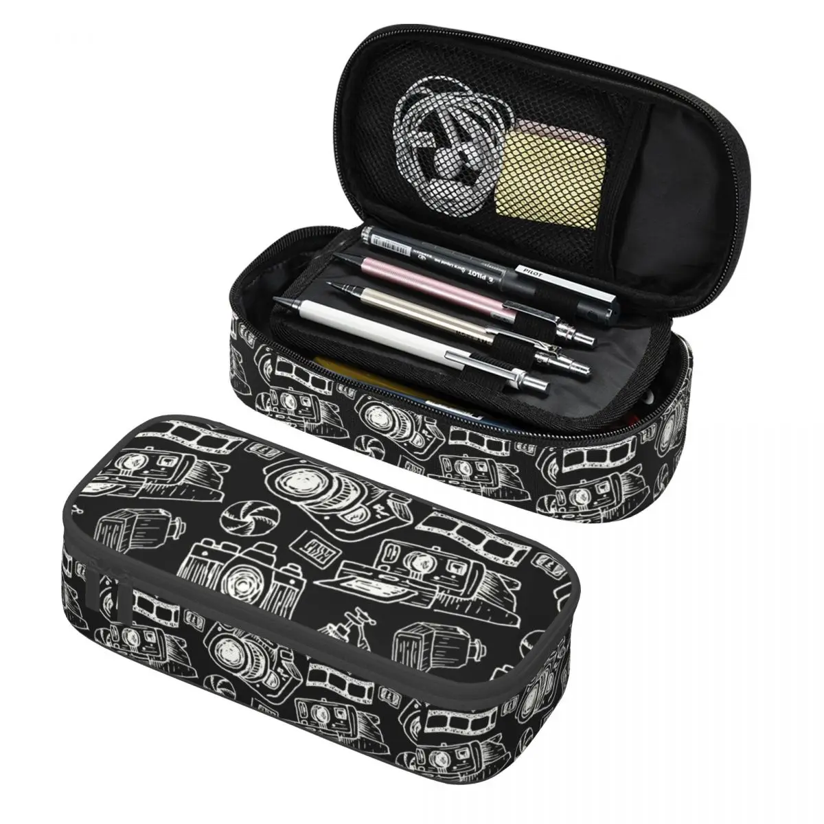 여아용 맞춤형 사진 작가 도구 상자 연필 케이스, 대용량 사진 카메라 펜 가방 상자, 학교 액세서리