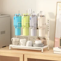 Metal Adjustable Tumbler Drying Rack For Stanley Cup Water Bottle Organizer For Kitchen Countertop White Thermos Holder 1