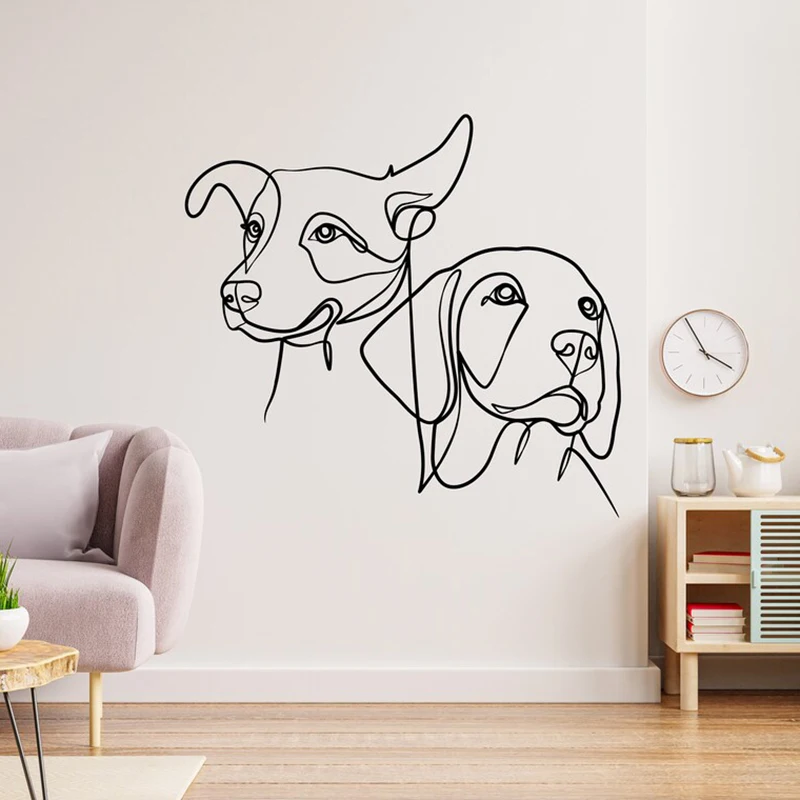 Dogs Line Art Wall Decal Grooming Wall Decor Decalcomanie Veterinarie Pet Lover Gift Pet Shop Dog Wall Sticker Vinile Pet Decal A801