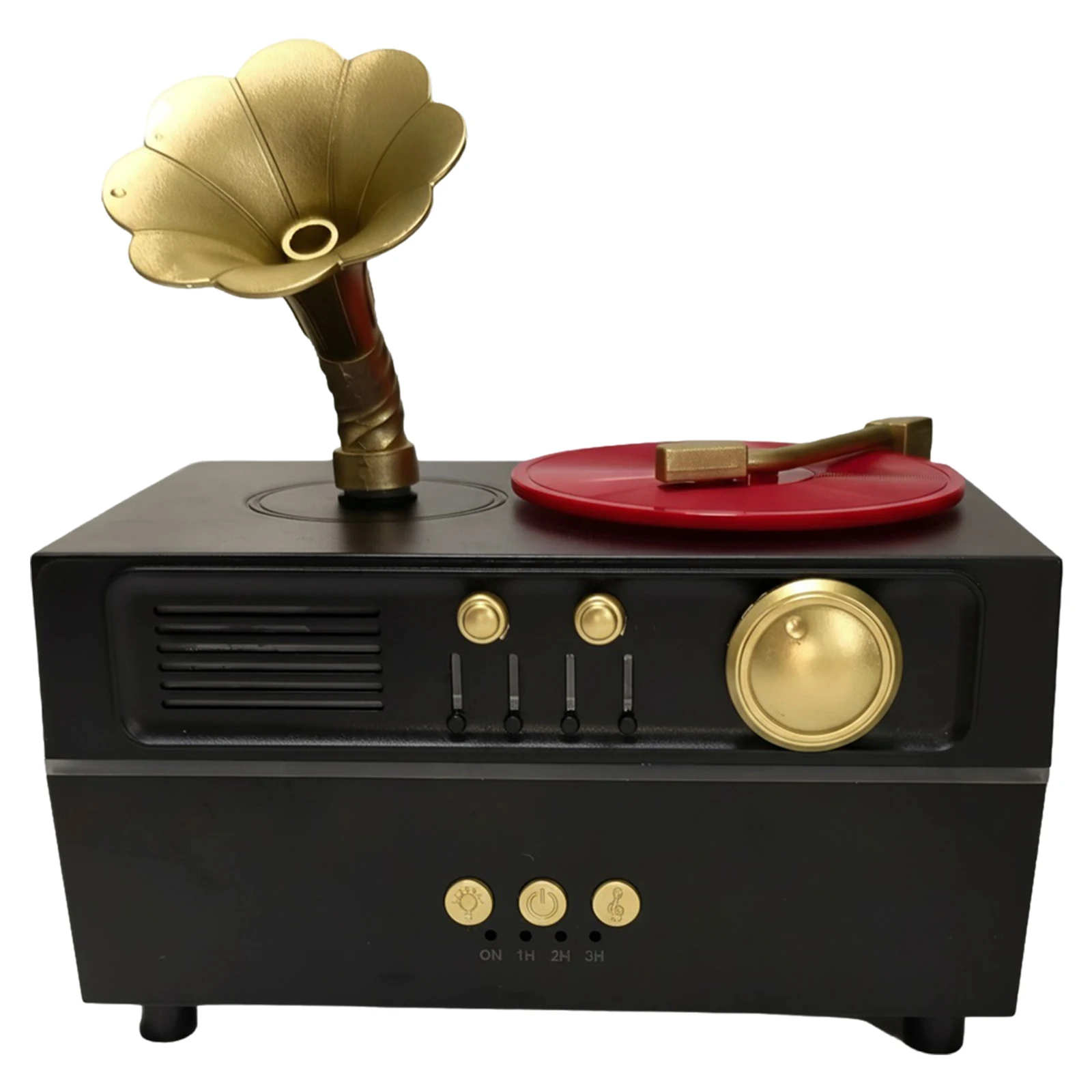 레트로 레코드 플레이어 에센셜 오일 디퓨저 BT 쿨 미스트 가습기 USB 충전 타이머 포함, 방, 사무실 및 체육관에 적합