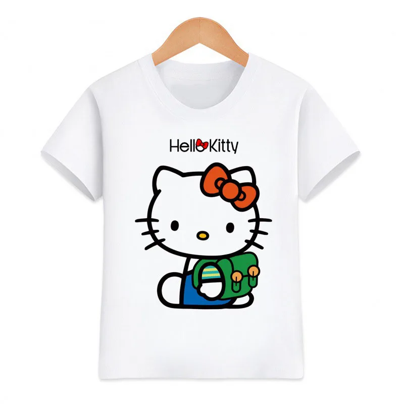 thumbnail image 1 of Hello Kitty-ropa para niños, novedad de verano, pantalón corto informal para niñas, camisetas de manga corta, camisas bonitas de dibujos animados para bebés, Camiseta deportiva cómoda, 1 of 5