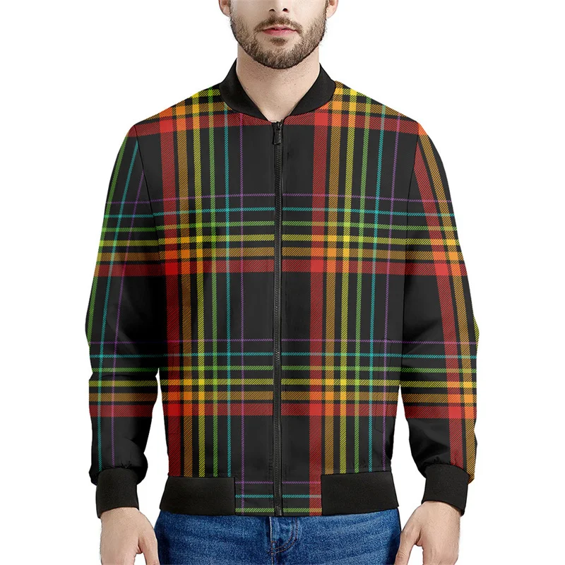 thumbnail image 1 of Chaqueta con cremallera y diseño geométrico de arcoíris a la moda para hombre, sudadera con rayas de colores con estampado 3D, chaquetas bomber urbanas geniales para niños, abrigos, 1 of 5