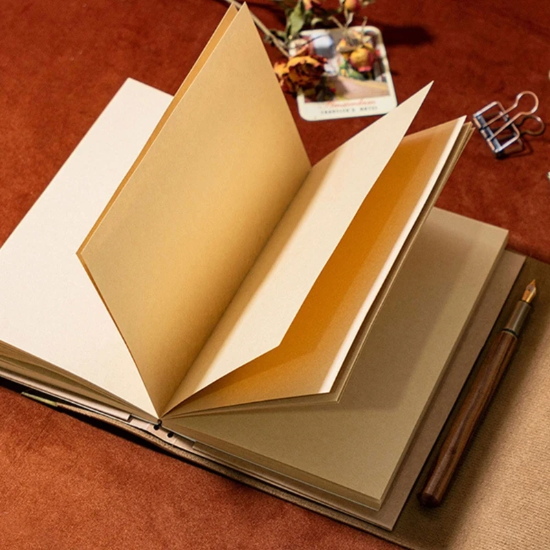 

Notebook Vintage PU Leather Note Book No Lines Page Thick and Smooth for Writing 100 Sheets Notebook