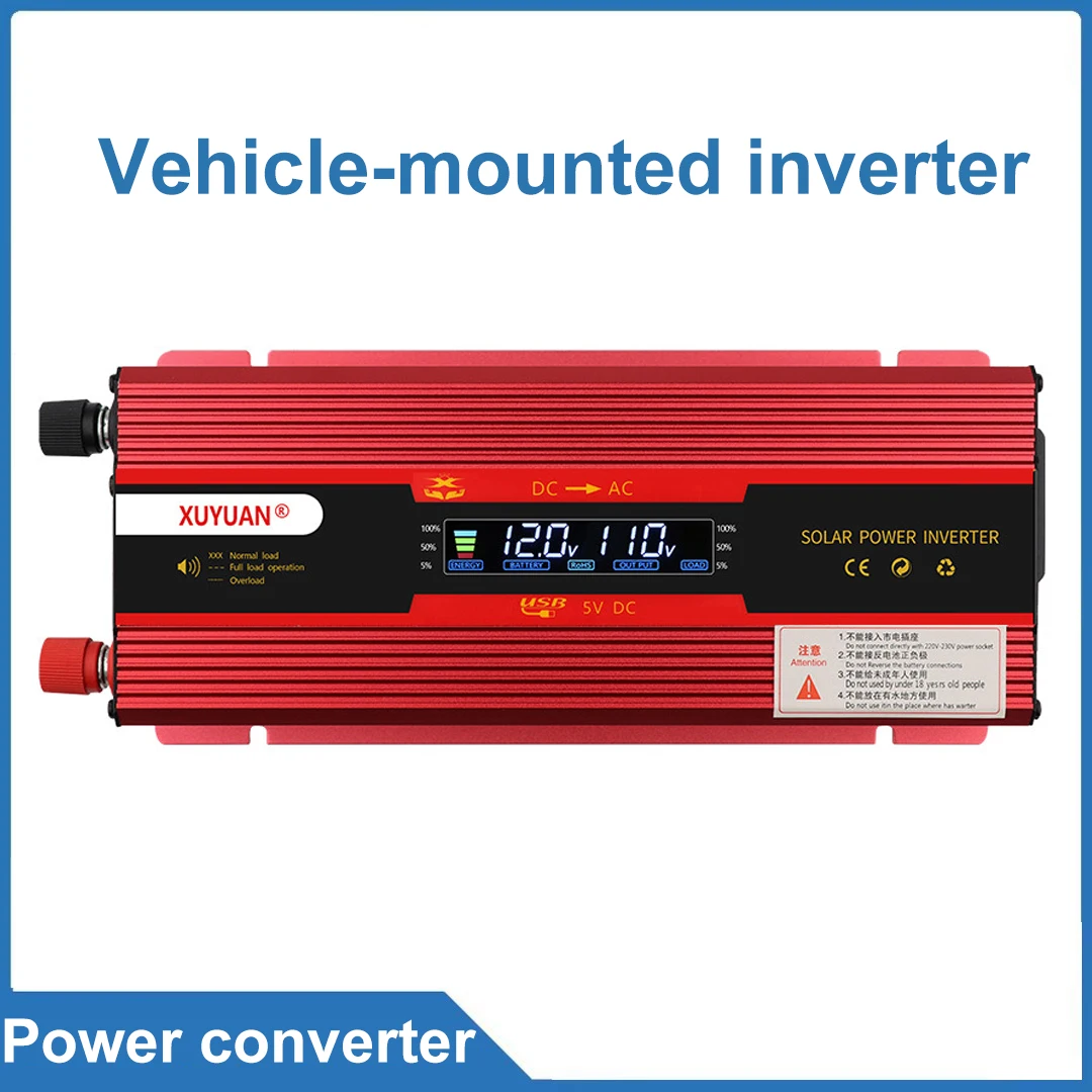 Car Inverter 12V/24V To 110V Solar Home Power Converter 6000W Digital Display US