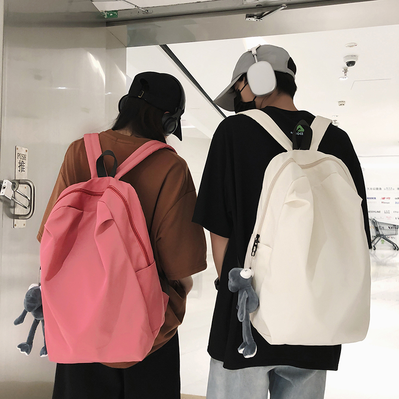 Daily Large Capacity Travel School Backpacks Ladies Pure Color Shoulder Knapsacks Nylon Zipper Shopping Rucksacks