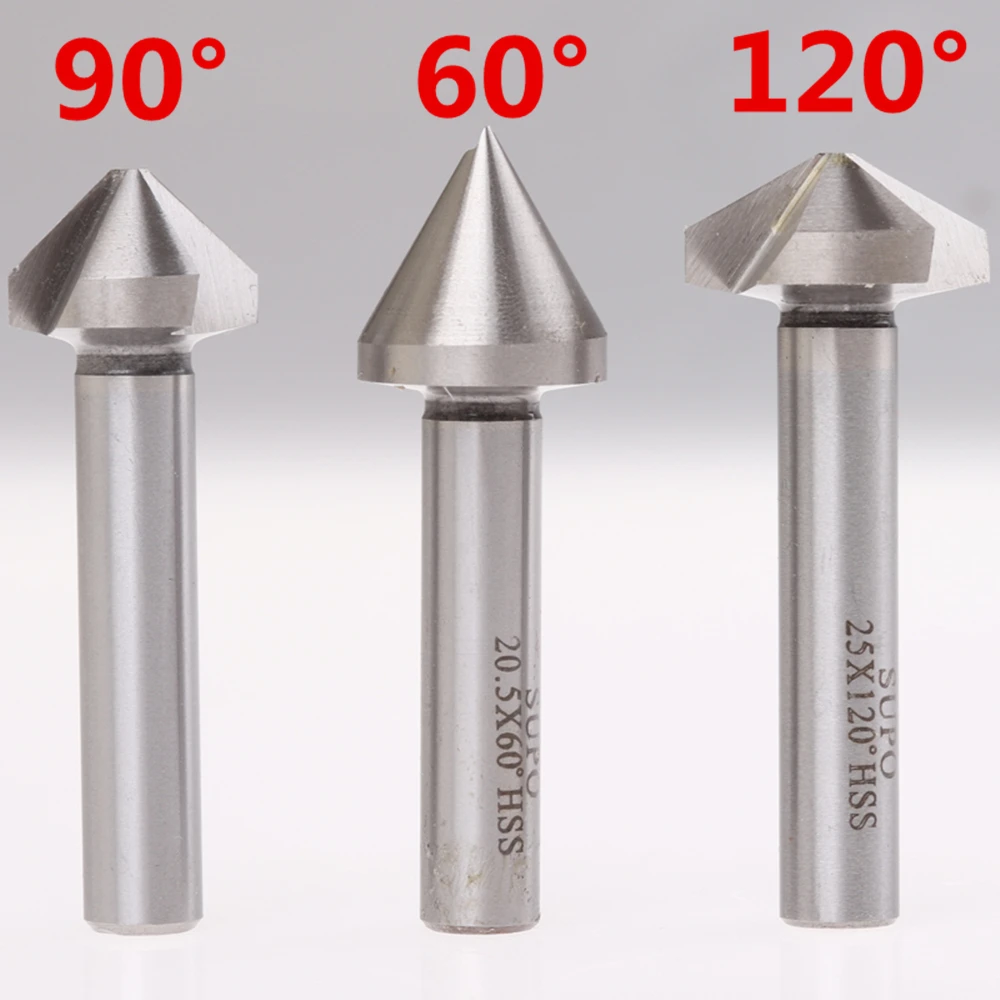 NEUE 1PCS 60/90/120 Grad Senker HSS Anfasen Metall Fräsen Werkzeug 1 3 Flöte Cutter Entwürfen öffnung Rose Cove Bohrer – Detail 6