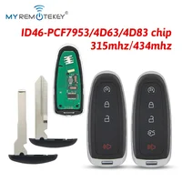 กุญแจรีโมทอัจฉริยะ MYREMOTEKEY 315/434mhz ID46-PCF7953 ชิป 4D63/4D83 สำหรับรถยนต์ฟอร์ด เอดจ์ เอ็กซ์พลอเรอร์ เฟล็กซ์ ทอรัส เอ็กซ์เพดิชั่น โฟกัส เอสเคป