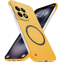Magnetic Slim Frameless Phone Case - Matte Anti - Scratch Hard PC Cover with Borderless Shockproof Armor - OnePlus 11 (Yellow)