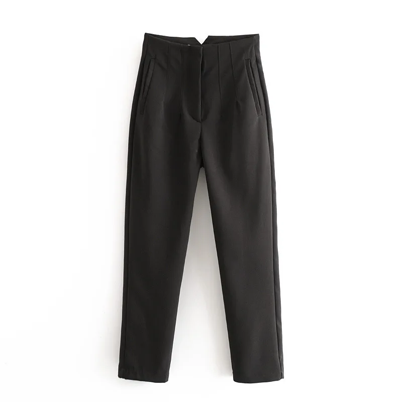 2023 Summer New Women Chic Fashion With Seam Detail Office Wear Pants Vintage High Waist Zipper Fly Female Ankle Trousers Mujer