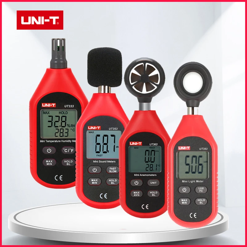 UNI-T UT333 UT353 UT363 UT383 Handheld Mini Digital Thermometer Hygrometer Anemometer C/F Noise Meter Photometer Illuminometer sound level meter digital noise meter
