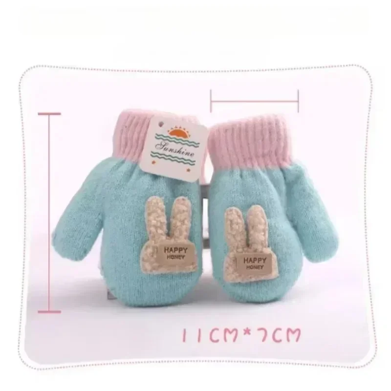 1-3 Years baby Winter Hand Gloves Thick Warmer Knitted Mittens Thicken Mittens for Kids Cute Cartoon Gloves Boys Girls