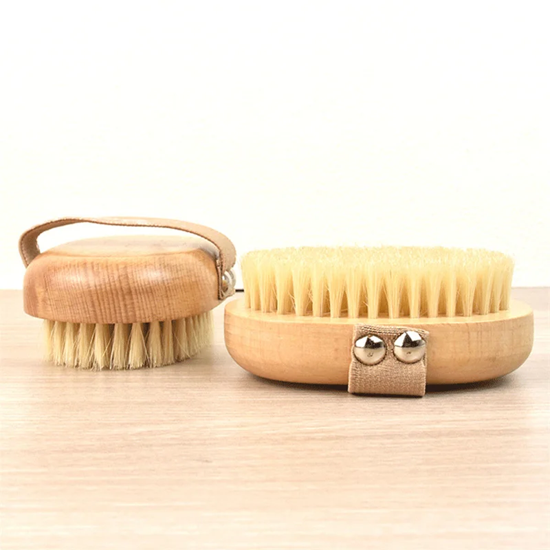 SPA Wooden Body Brush Natural Boar Bristle Organic Dry Skin Body Brush Bamboo Wet Back Shower Brushes Exfoliating Bathing Brush 6