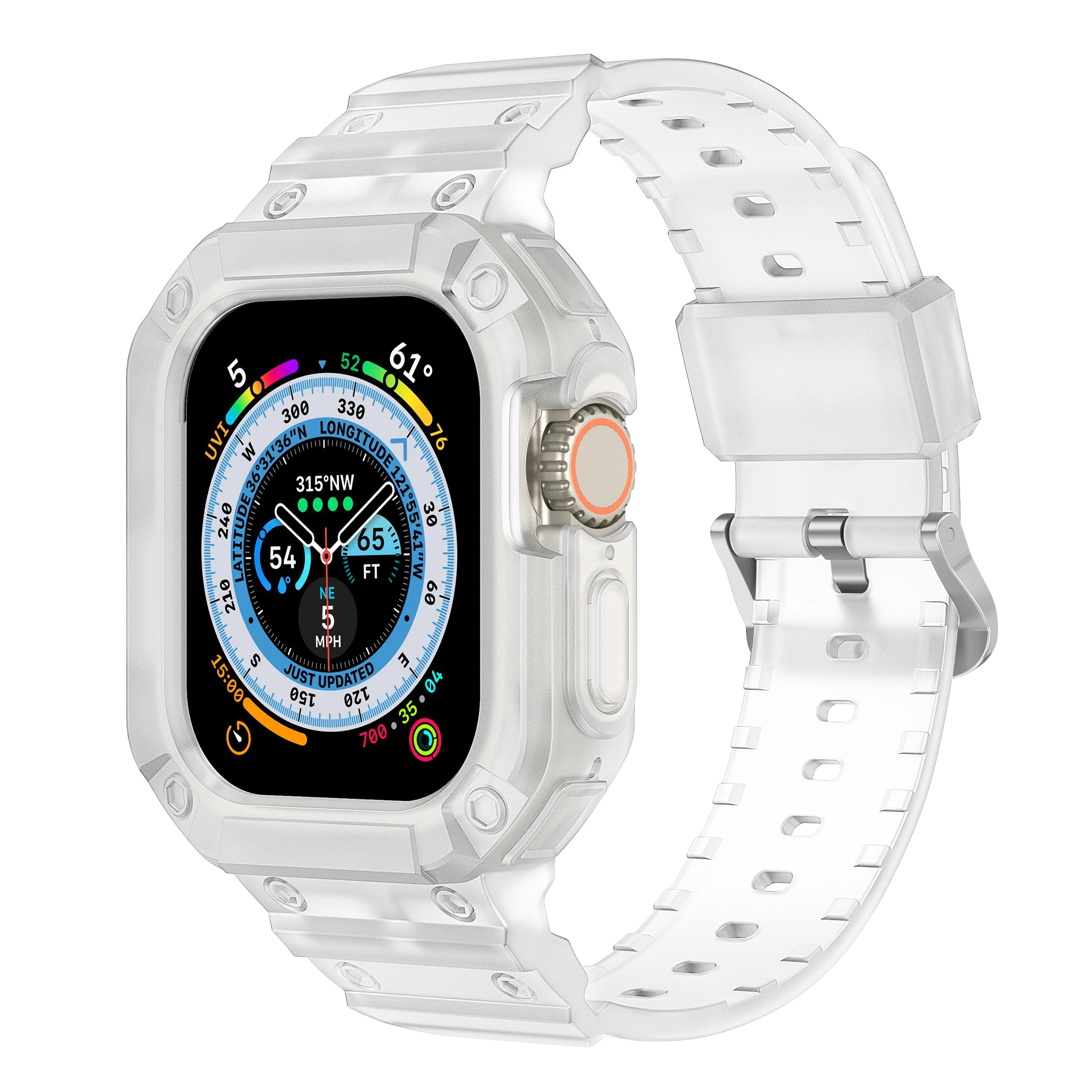 TPU Strap and Protective Bumper Case for Apple Watch Bands, 49mm Ultra Sport Replacement Bracelet