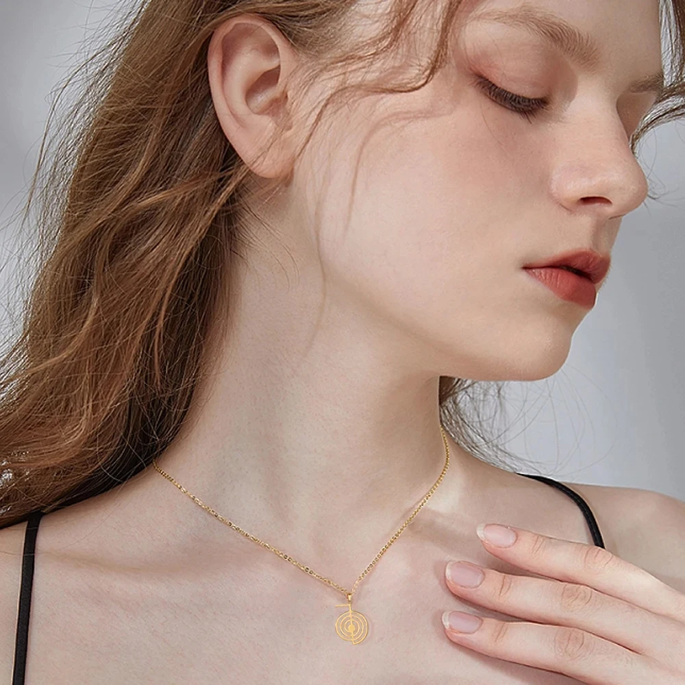 EUEAVAN-Acier inoxydable Cho Ku Rei pendentif collier Reiki traitement de protection chokurei collier Energy Yoga Talisman bijoux cadeau