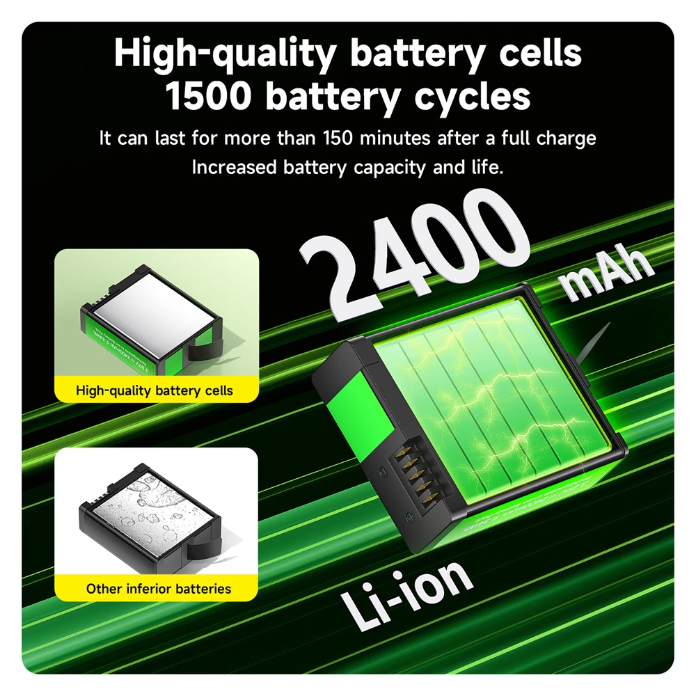 Gopro Charger Joiry Hero 13 Akku Für GoPro Hero 13, 3X 2600mAh Hero 13-Akku Mit 3 Compatibel Hero 13 Black