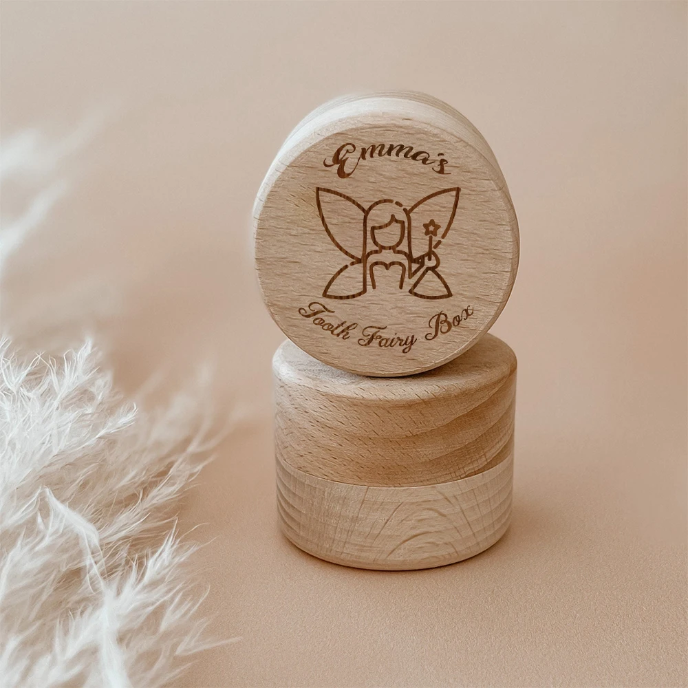 

Personalised Baby Tooth Fairy Box Custom Name Wooden Trinket Box Engraved Keepsake Teeth Boxes Newbron Save Milk Teeth Gifts