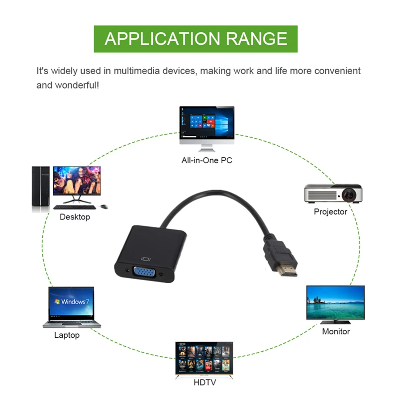 1080P HDMI ȣȯ VGA  -Ƴα ȯ ̺, Xbox PS4 PC Ʈ TV ڽ-HDTV 