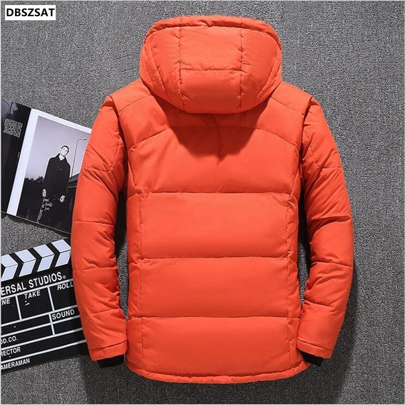 -30 Degree Winter Mens Thick Warm White Duck Down Jacket Hooded Windbreaker Down Parkas Hombre Coats Oversized Puffer Jackets