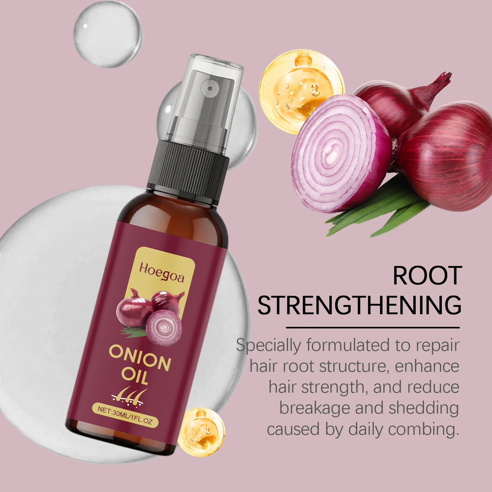 Onion Hair Care Oil - Daily Gentle Oil for Nourishing Scalp, Moisturizing Hair Strands and Being Lightweight & Non-Greasy