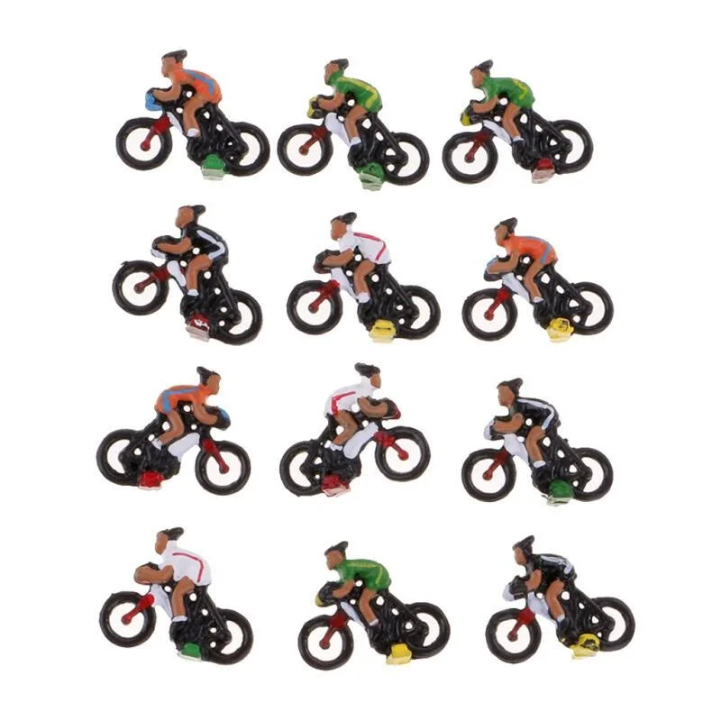 Miniature Painted Cyclist Figures for Diorama and Sand Table Layouts