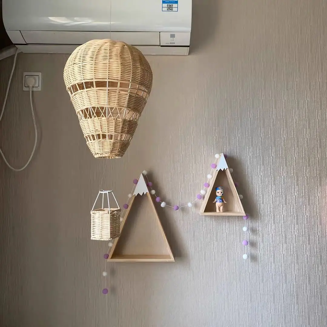

Hand-Woven Rattan Hot Air Balloon Portable Natural Photography Prop Wall Hanging Decor Children's Room Ornaments Home Decor