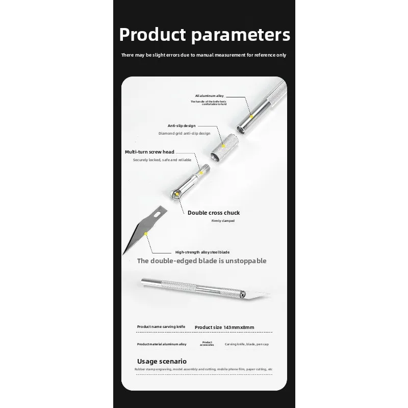 13개 알루미늄 합금 조각칼 세트, 종이 절단, 필름, DIY 공예용 날카로운 정밀 칼날