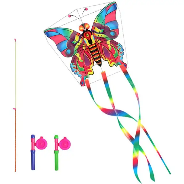 Colorful Butterfly Kite Single Line Butterfly Kite With Holding Fishing Rod  Easy To Fly Kite For Kids And Adults For Beach Trip - Kites & Accessories -  AliExpress