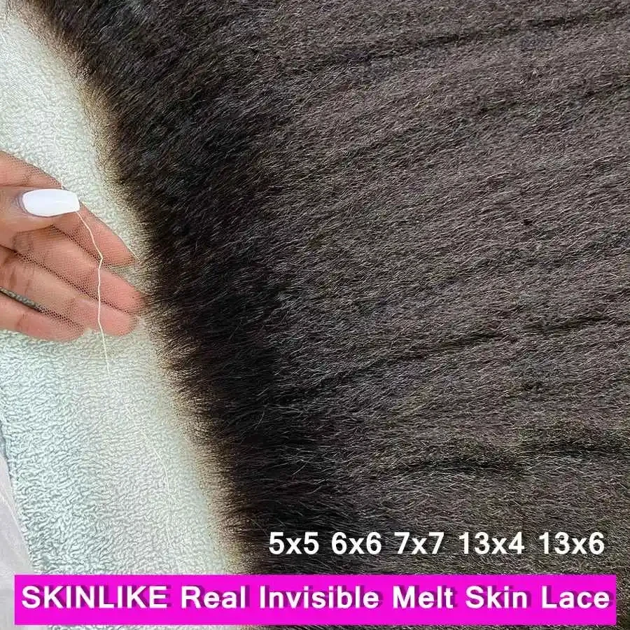 SKINLIKE HD 13x6 Lace Frontal Kinky Straight Brazilian Hair Coarse Yaki Lace Closure Melt Skins Natural Hairline Remy Human Hair
