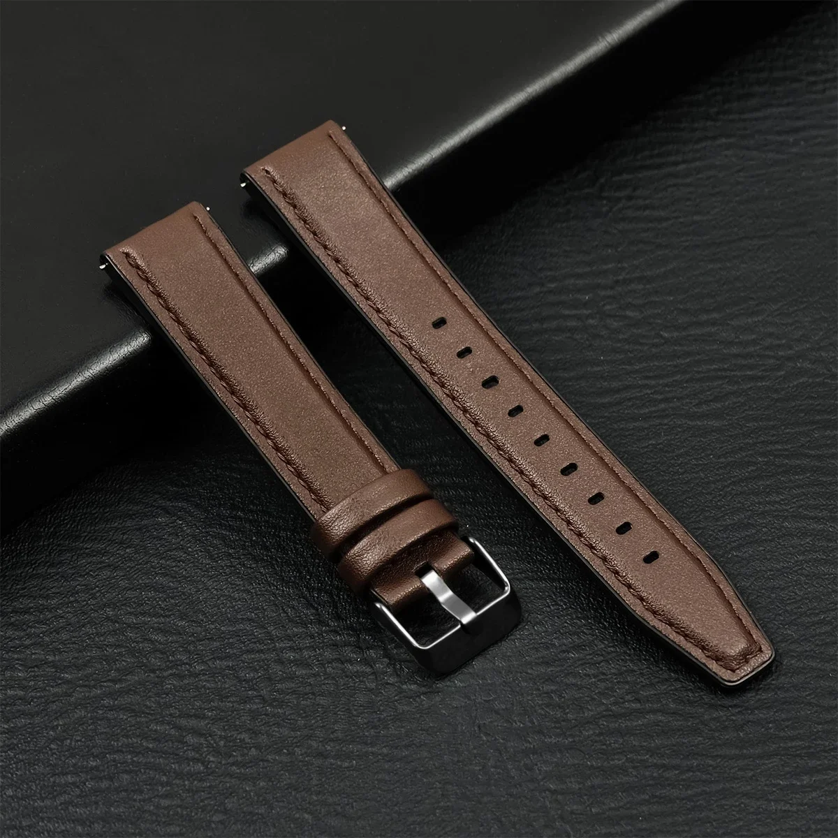 Elegant Leather Wristband - 20mm/22mm Adjustable Strap