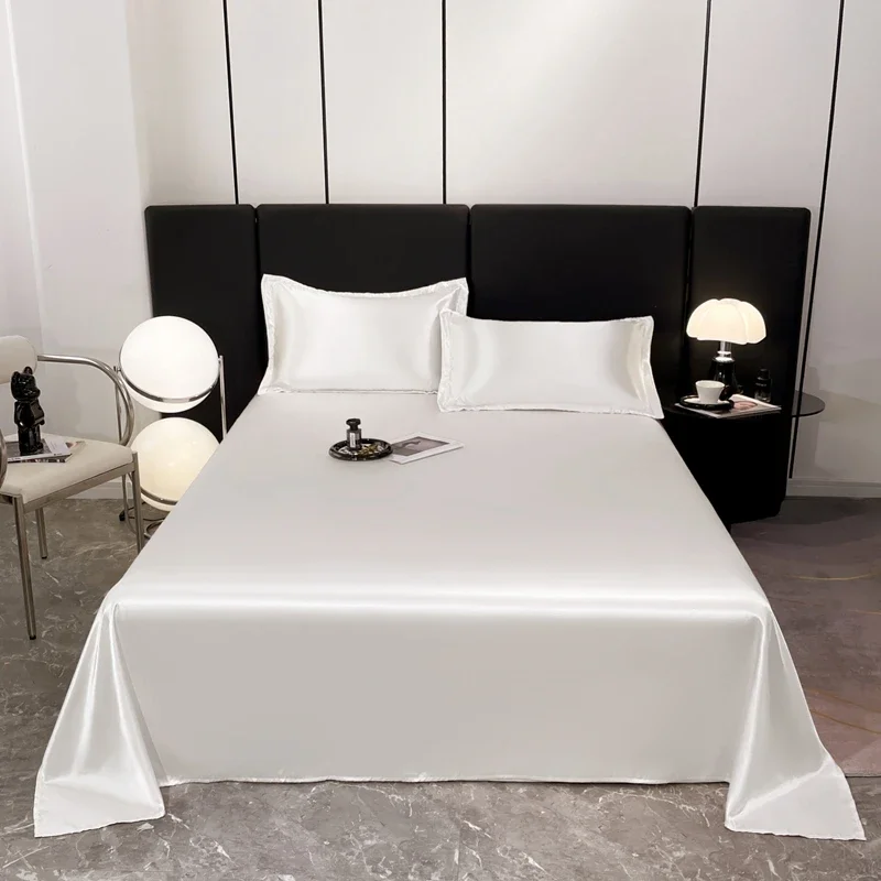 

Silky Flat Sheet Solid Color Bed Sheet Smooth Bed Linen Home Flat Bedsheet Soft Sheets sabanas para cama (Pillowcase Need Order)