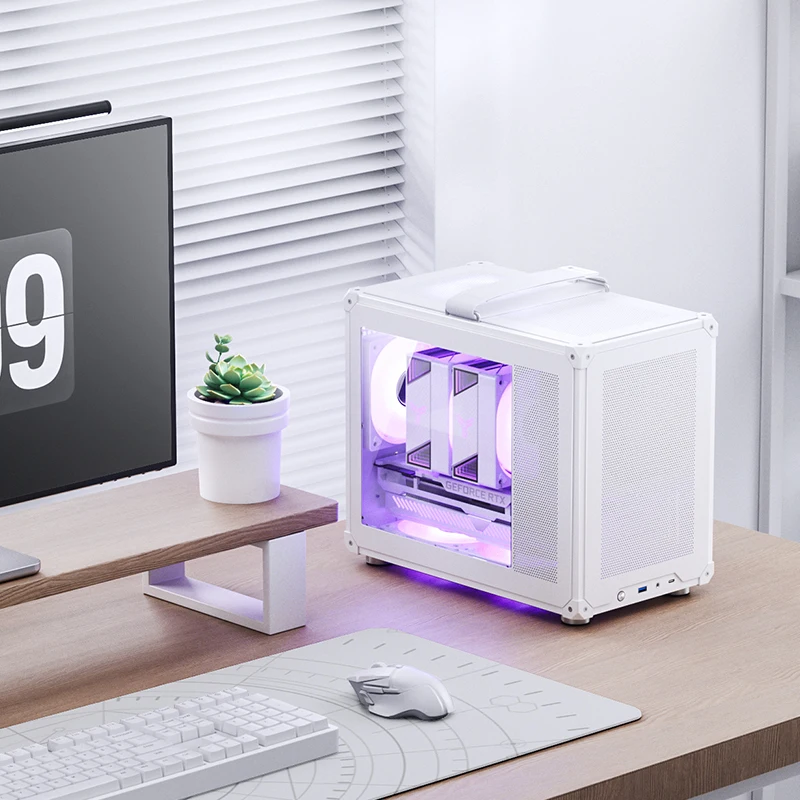 PC Case PC Chassis JONSBO C6 MAX Desktop M-ATX Case Type-c Side Transparent Handheld Portable Computer Small Chassis ATX Power Supply