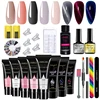 LIMEGIRL Cat Eye Gel Kit Poly Nail Gel With Solid Builder Nail Gel Kit Starter Kit Nail Extension Kit for Beginner Nail Art 1