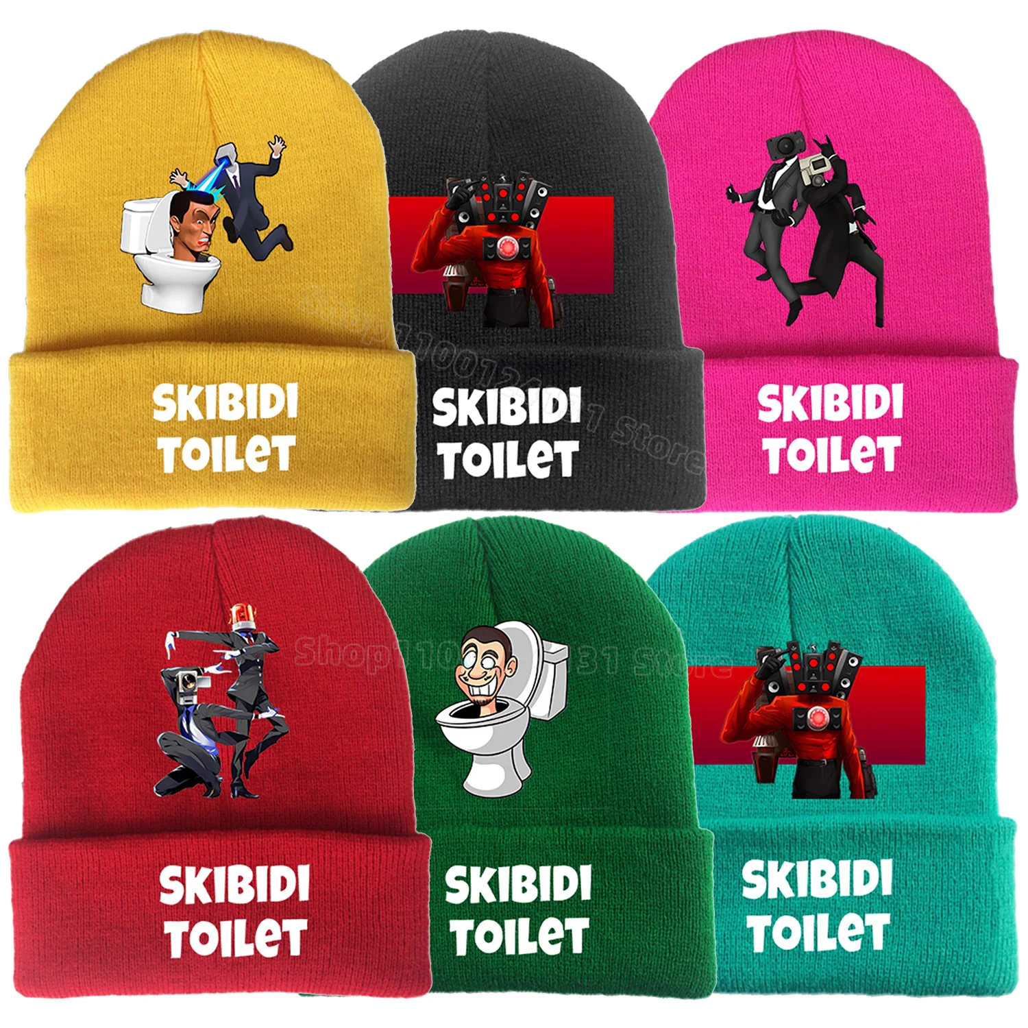 Skibidi-Toilet-Children-s-Cap-Anime-Knitted-Caps-Trendy-Baby-Hat-Beanie