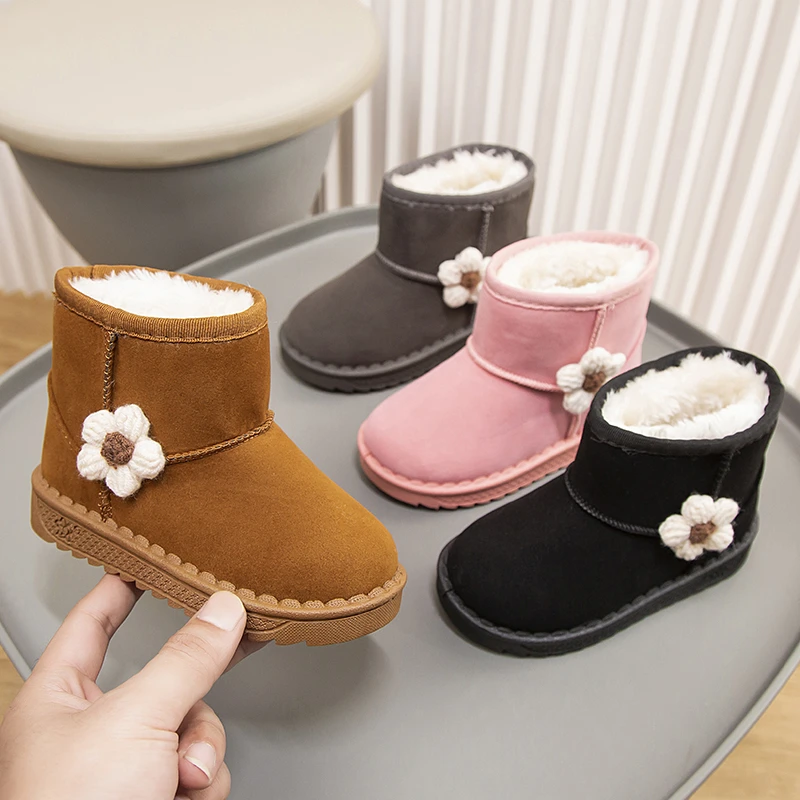 Girls Cotton Winter Snow Boots Warm Plush Ankle Boots