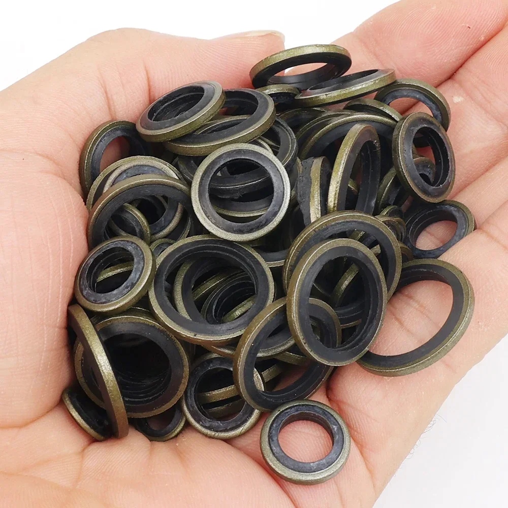 M6-M16 Sump Plug Gasket Car Oil Drain Screw Combined Sealing Washer Bonded Seal Gasket Oil Resistant O Ring Combination