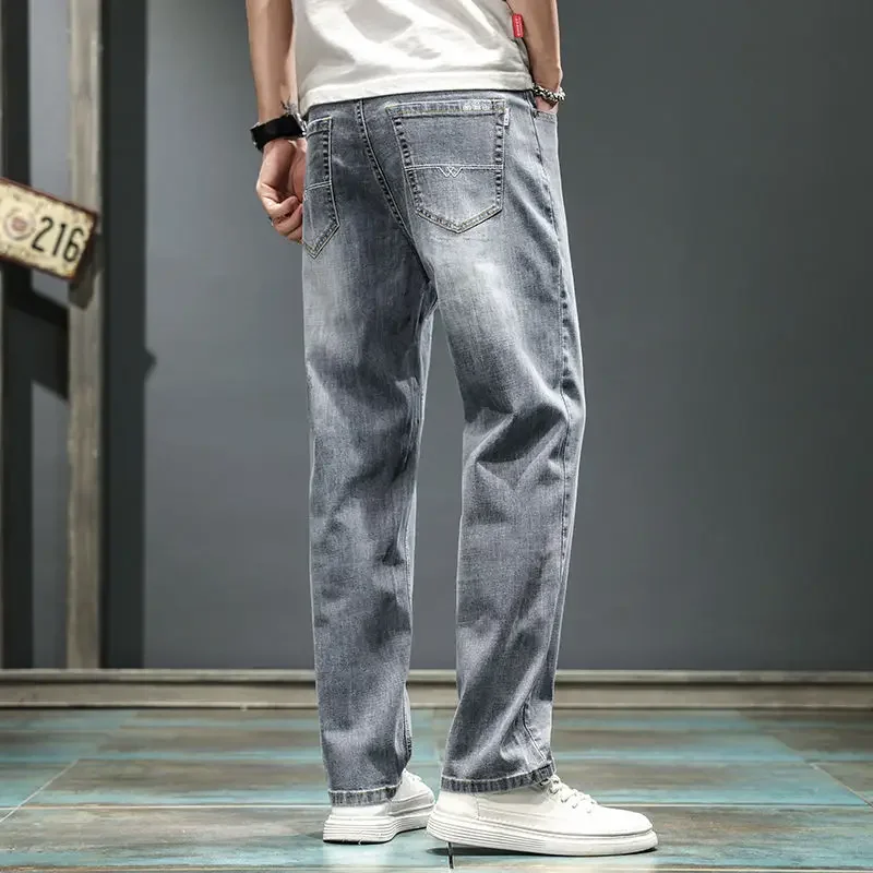 thumbnail image 1 of Pantalones vaqueros rectos de primavera y otoño para hombre, pantalones vaqueros negros para hombre, tallas grandes, tendencia oversize 2024, ropa de calle apilada de los años 90, 1 of 4