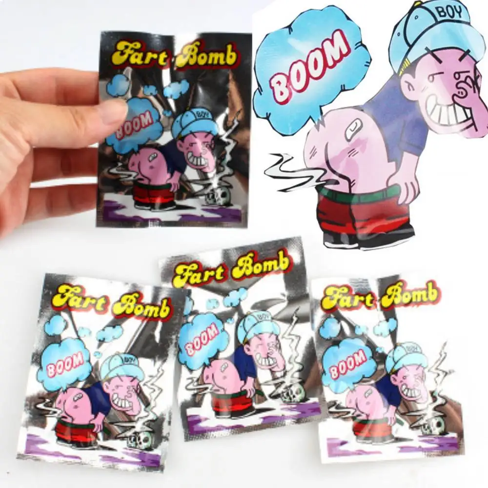 100pcs/lot Stink Bomb Explosion Smelly Shock Toy Funny Fart Bomb Bags