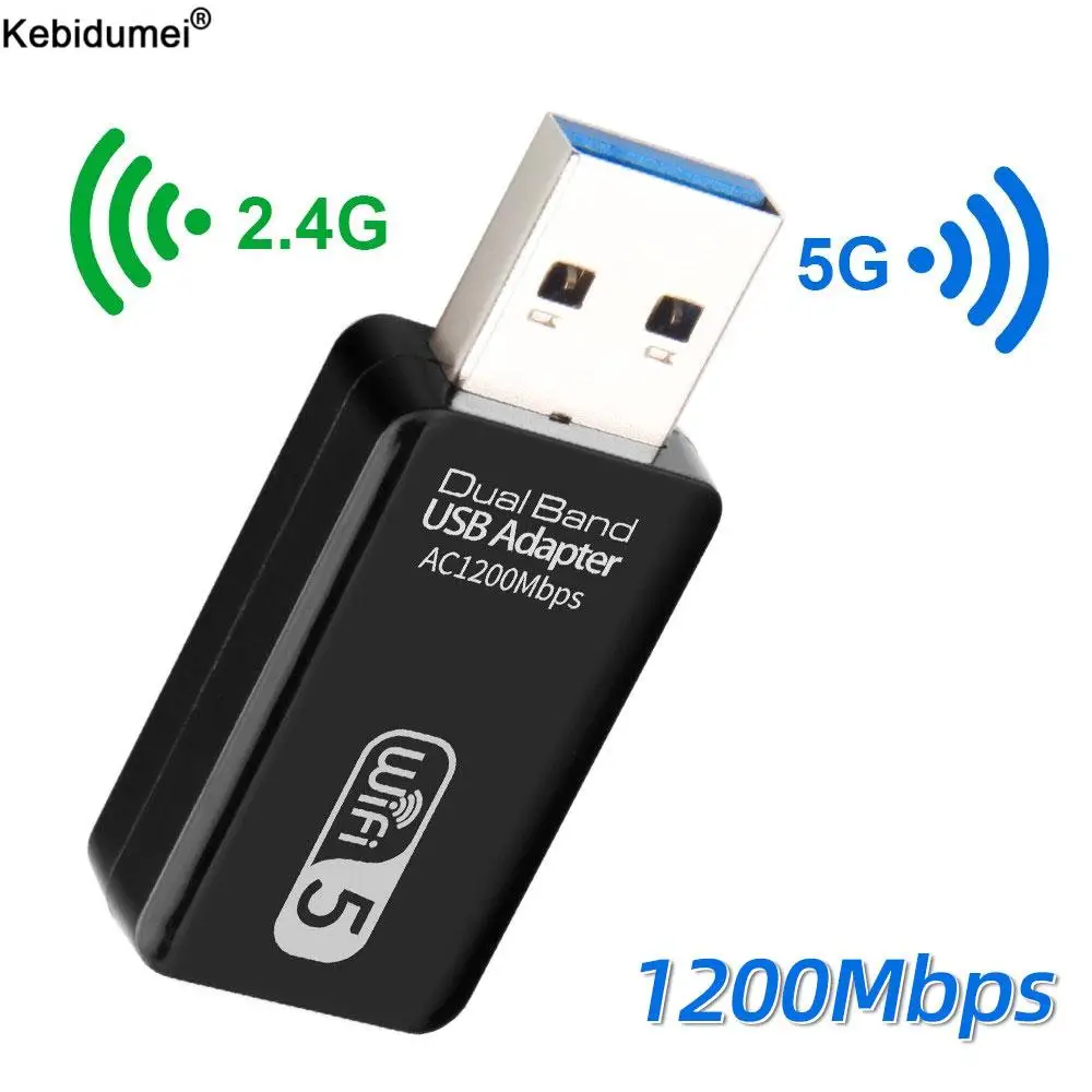 

Kebidumei 1200Mbps Wireless USB WiFi Adapter Dual Band 2.4G/5Ghz USB 3.0 WIFI Lan Adapter Dongle 802.11ac For Laptop Desktop