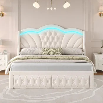 Bed Frame Arc-Shaped LED Lights and 47.2 1