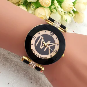 Часы наручные TVK женские кварцевые, брендовые модные в подарок, роскошные черные с силикагелевым покрытием
