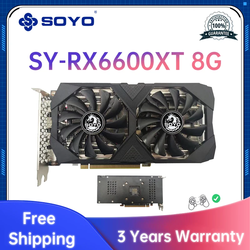 Soyo New Radeon Rx6600 Rx6600m 8gb Gaming Graphics Card Gpu Gddr6 128-bit 14 Gbps Computer Graphics Support Amd Intel Desktop Cp - Graphics Cards - AliExpress - Топ товаров с Али