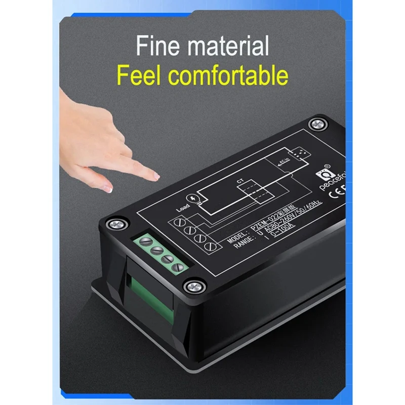Peacefair PZEM-022 Digital Electronic Meter 6In1 Color LED Screen Single Phase Energy Meter Voltmeter Kwh Meter+Open CT