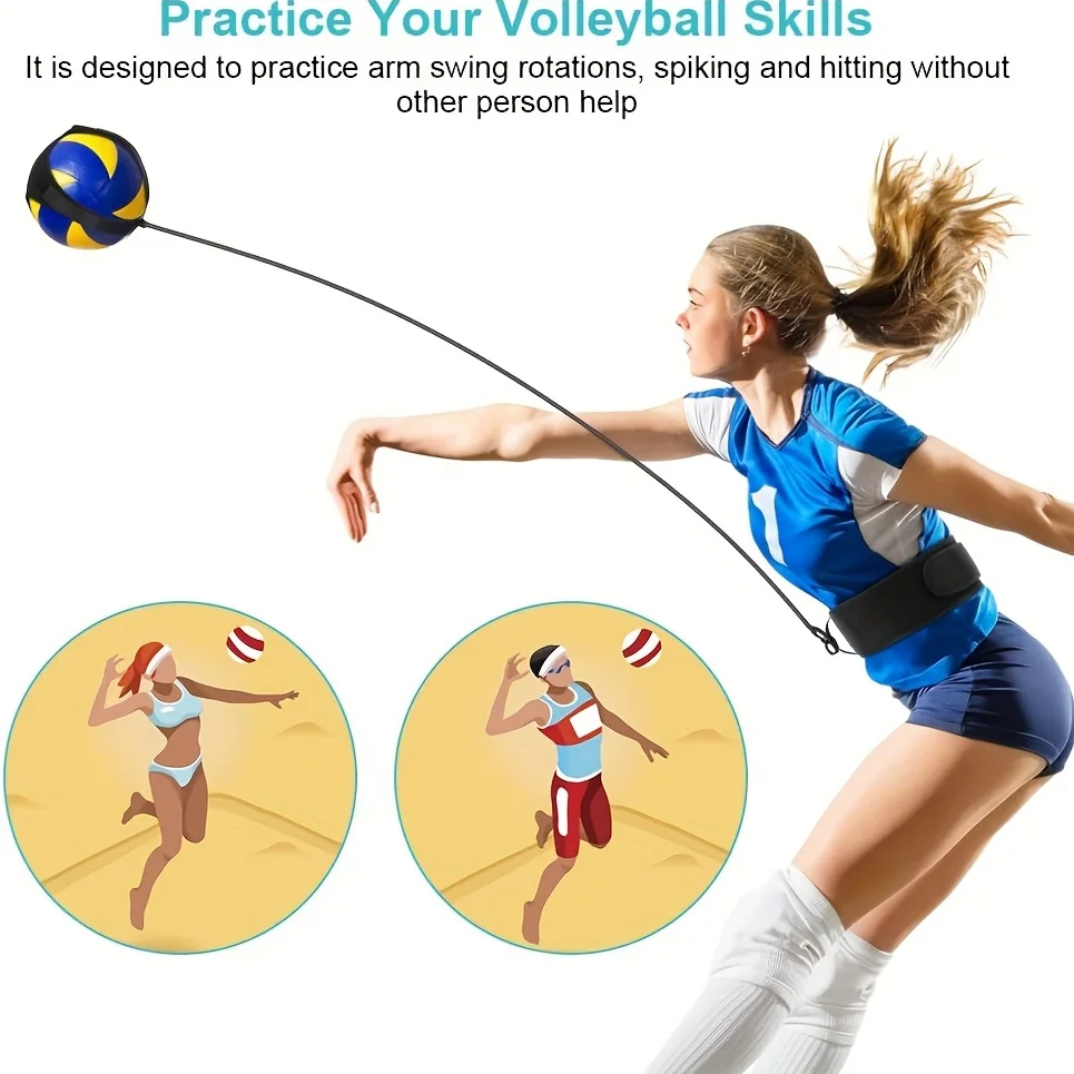 Volleyball Training Equipment Aid-Solo Volleyball Trainer Kit to Serve & Spike Like A Pro-Fits 20-46 Waists, Reinforced Cord volleyball trainer