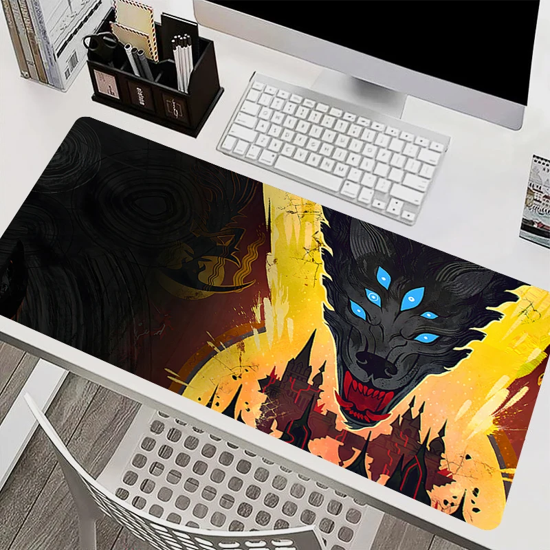 

Moon Wolf Art Large Cool Mouse Pad Laptop Anime Custom Gaming Accessories Keyboard Desk Mat Home PC Gamer Rubber Mousepad Carpet