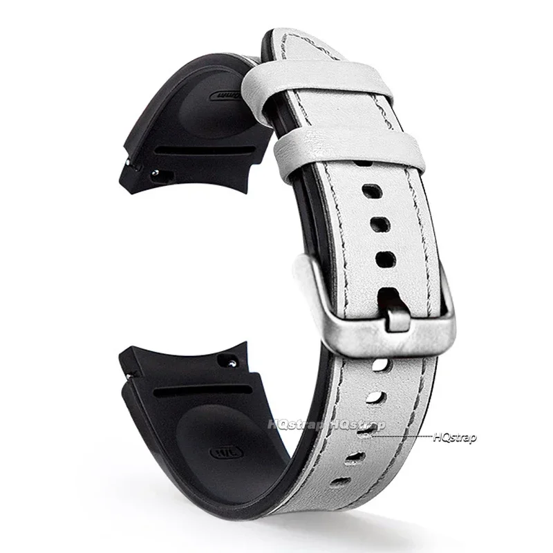 Silicone & Leather 20mm Watch Strap - Premium Two-Tone Design Bracelet
