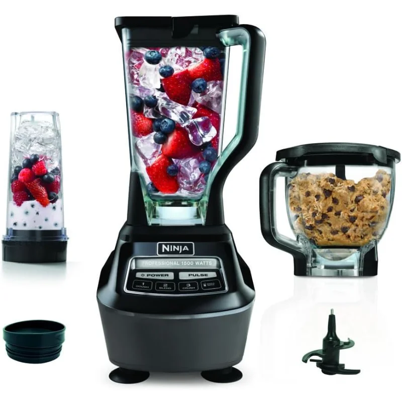 BL770AMZ Mega Kitchen System, 72 oz. Pitcher, 8-Cup Food Processor, 16 oz. Single Serve Cup, 1500-Watt, Black high quality 7 level grinding system wireless switch 3 4 hp 560w kitchen disposer food waste processor