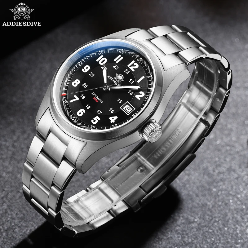 ADDIESDIVE 39mm Men's Watch 20Bar Diver Sapphire Crystal 316L Stainless Steel BGW9 Super Luminous Automatic Mechanical Watches