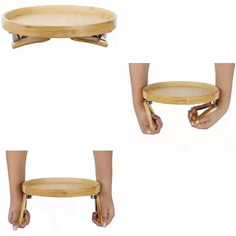 Cozy Sofa Armrest Tray Simple and Modern Sofa Armrest Tray Decoration New Zealand Wooden High-End Disc Foldable