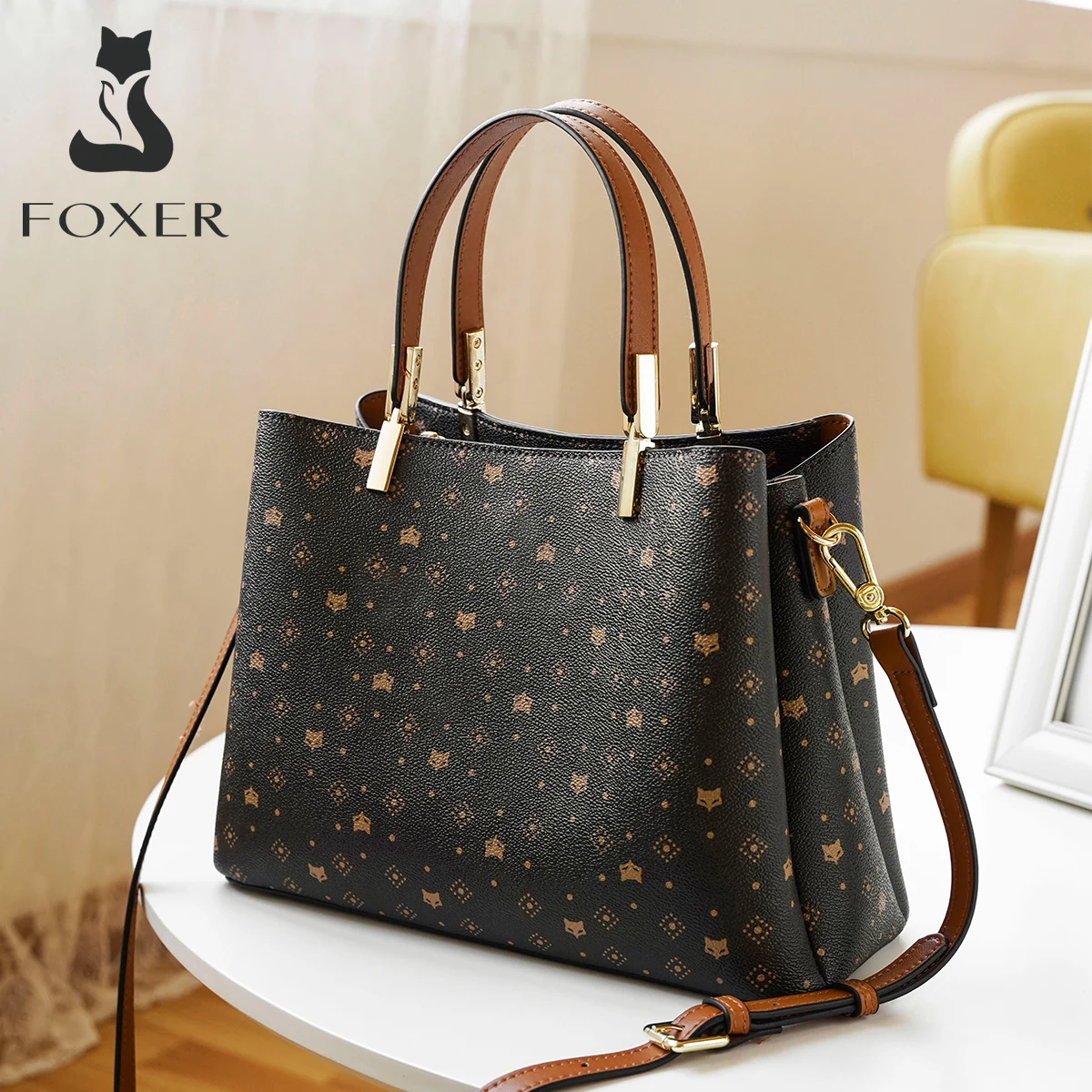 FOXER Signature Small Crossbody Shoulder Bags Lady Monogram Retro Handbag  Fashion Women Vintage Female PVC Crossbody Bag Purse - AliExpress