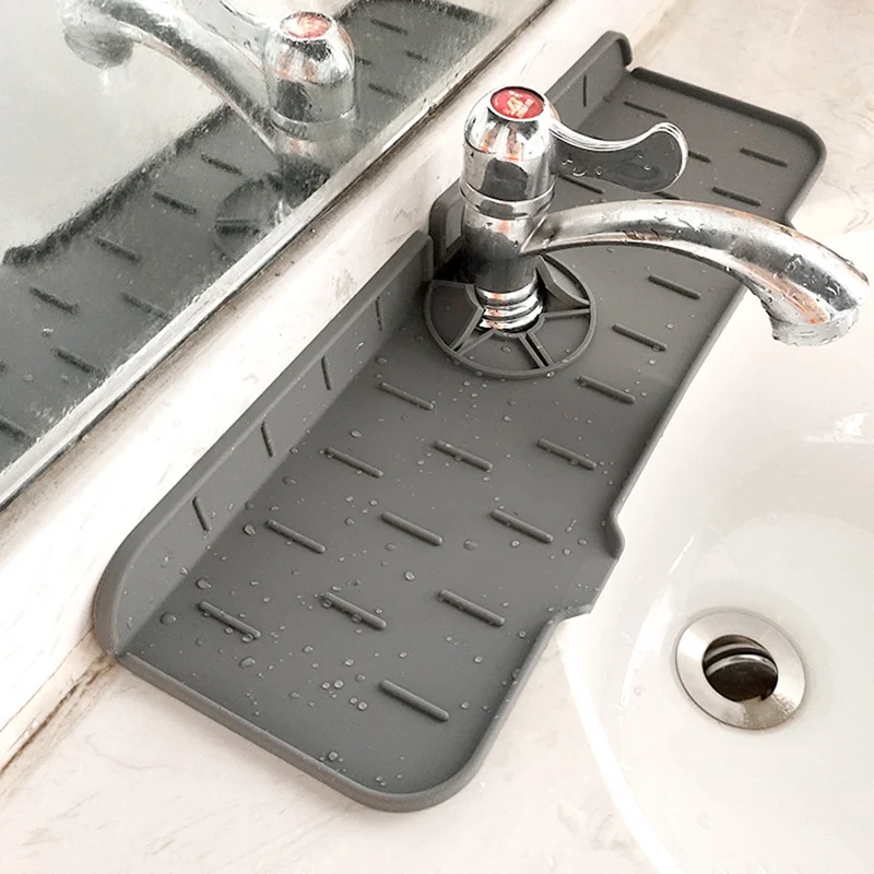 Faucet Mat Kitchen Sink Silicone Splash Pad Drainage Waterstop 1